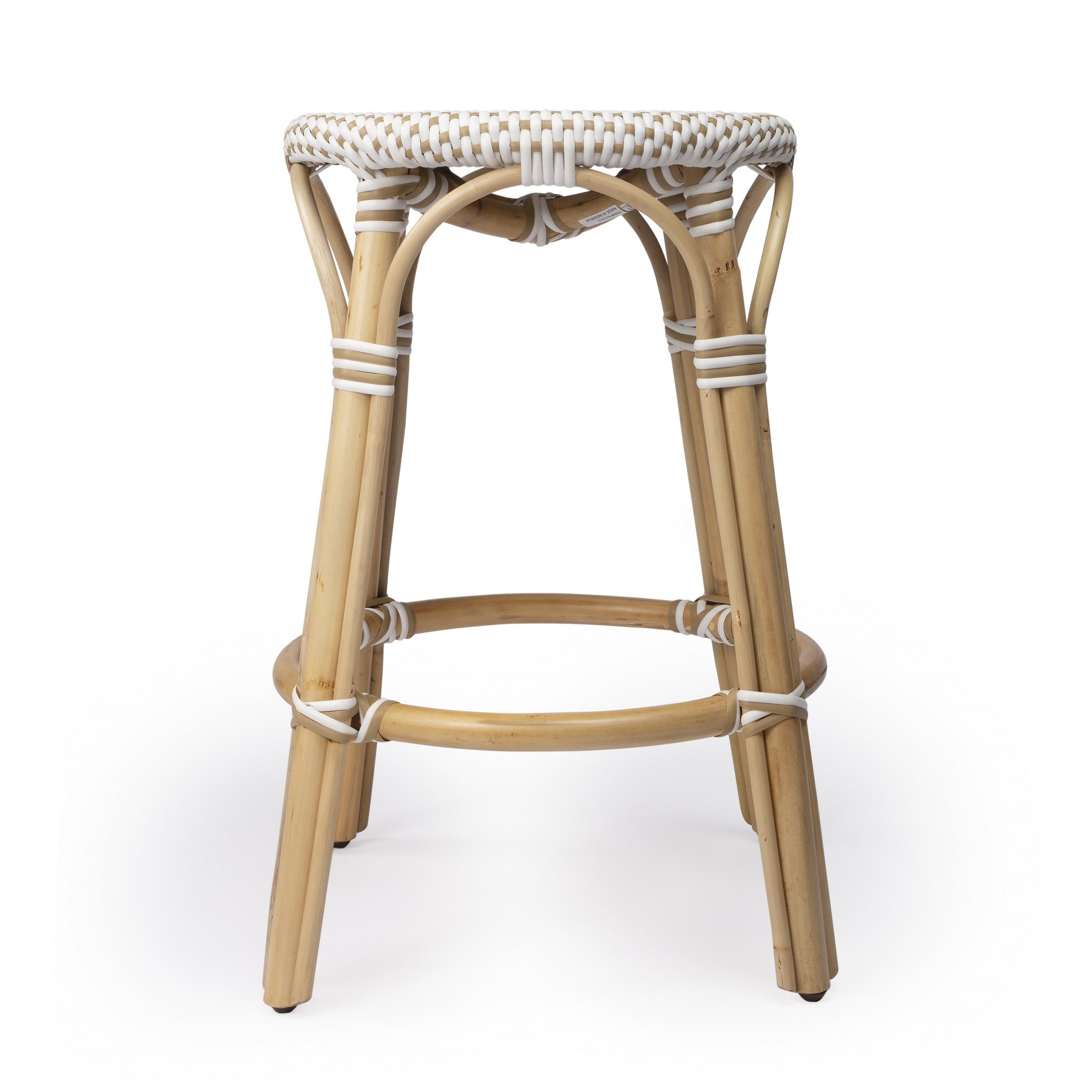 24 Beige Rattan Backless Bar Chair