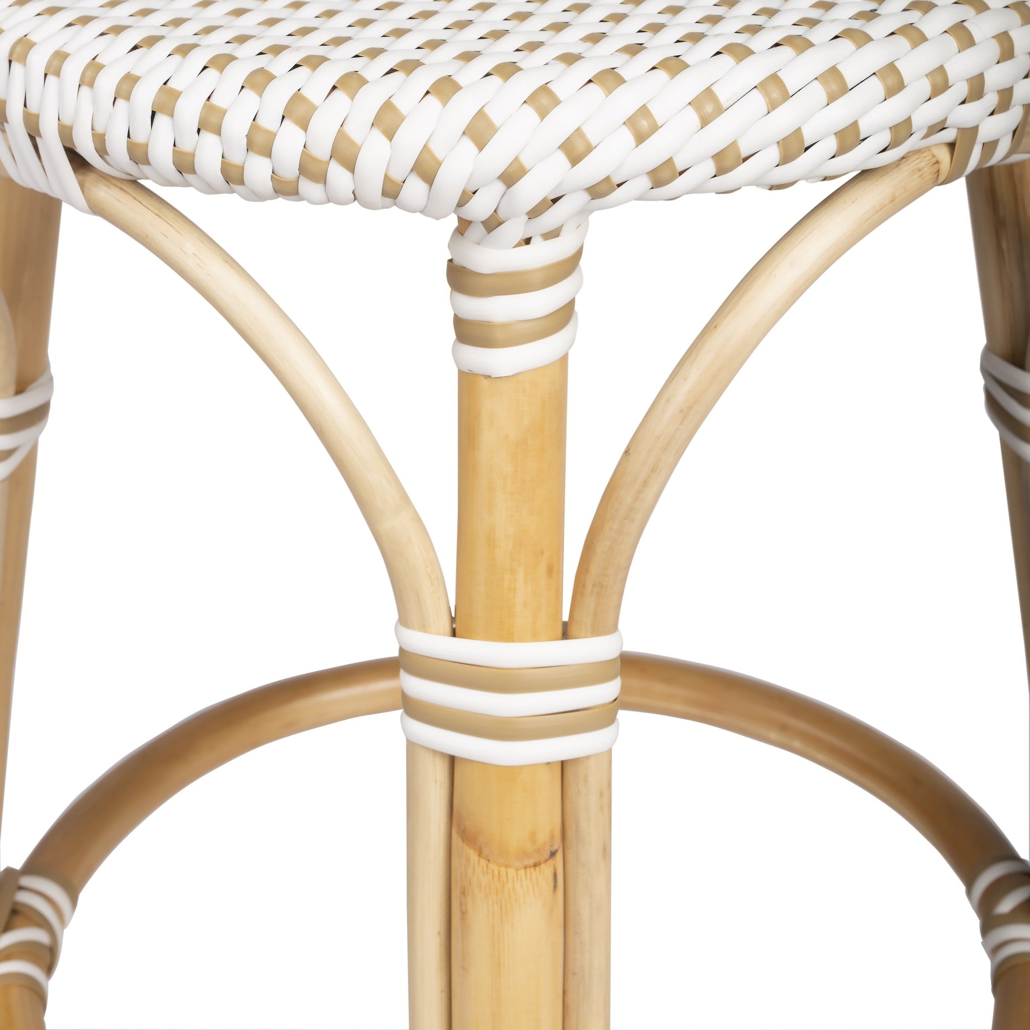 24 Beige Rattan Backless Bar Chair