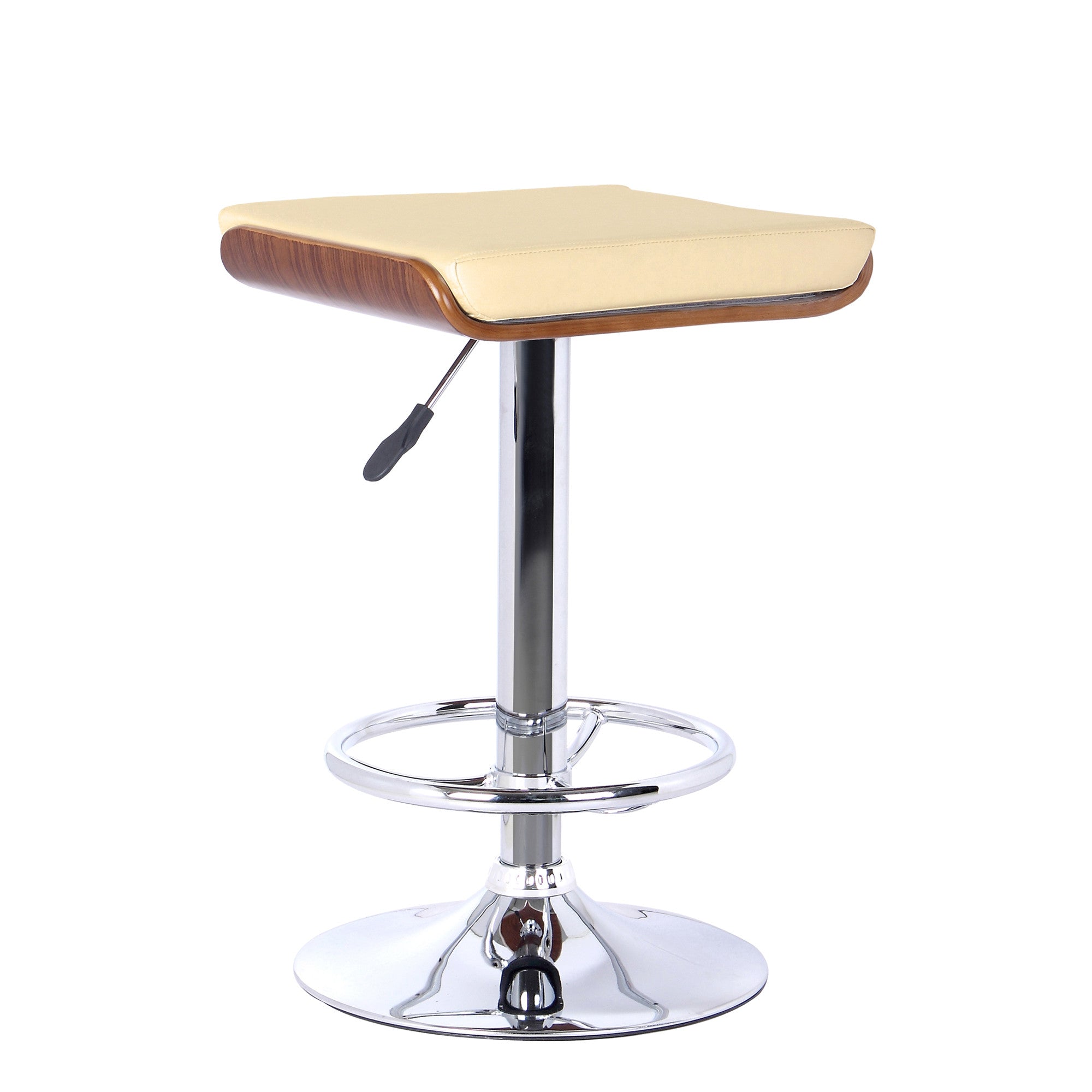 24 Cream And Silver Iron Backless Adjustable Height Bar Chair