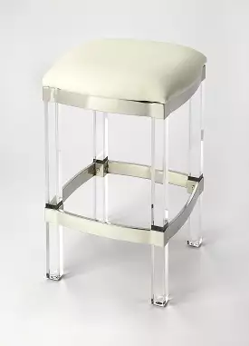 24 White And Clear Acrylic Backless Counter Height Bar Chair