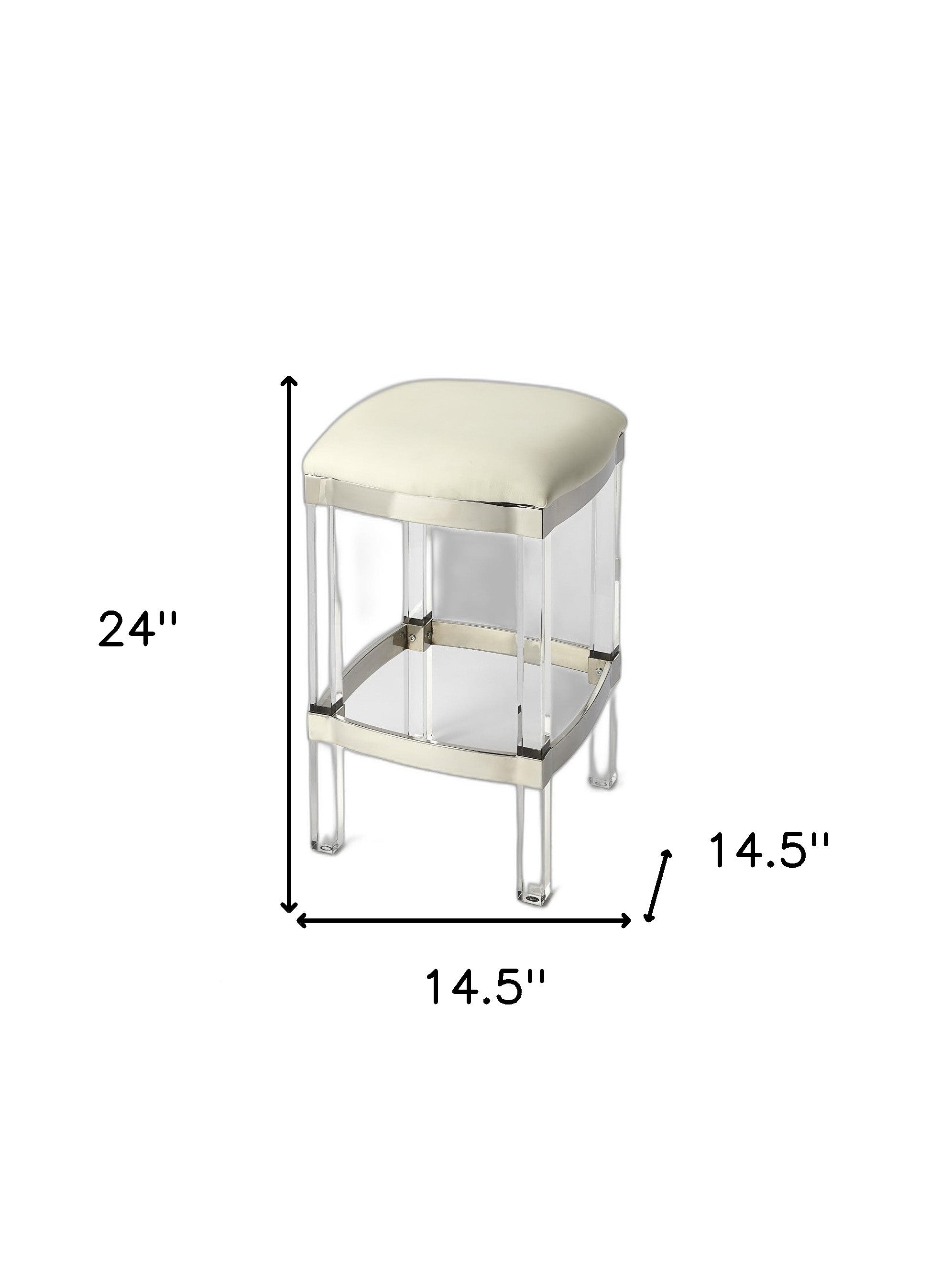 24 White And Clear Acrylic Backless Counter Height Bar Chair