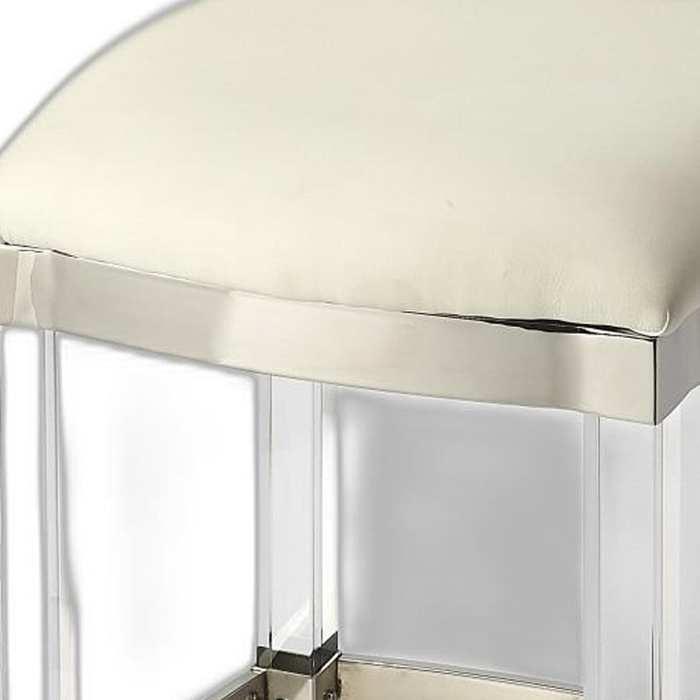 24 White And Clear Acrylic Backless Counter Height Bar Chair