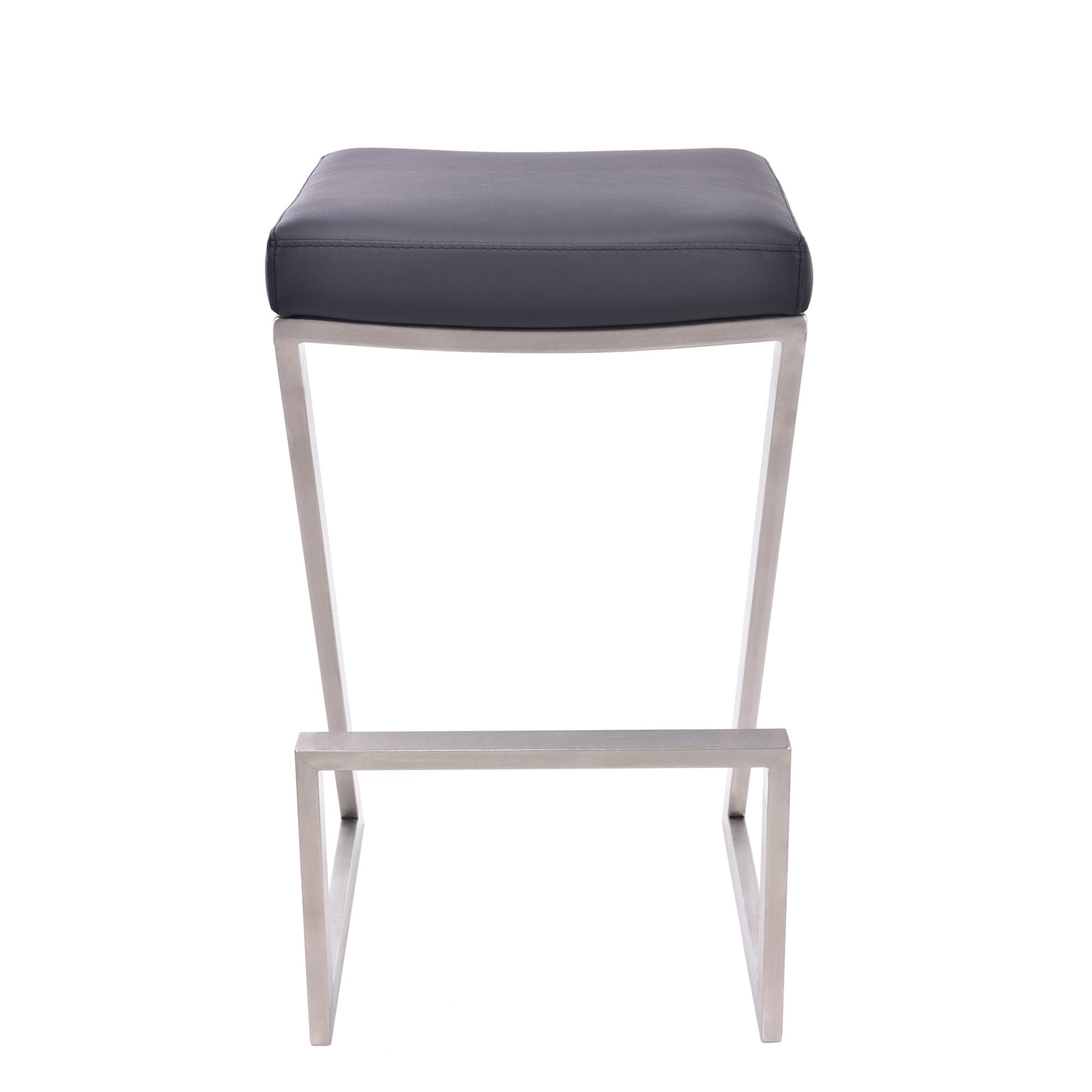 26 Gray And Silver Iron Backless Counter Height Bar Chair