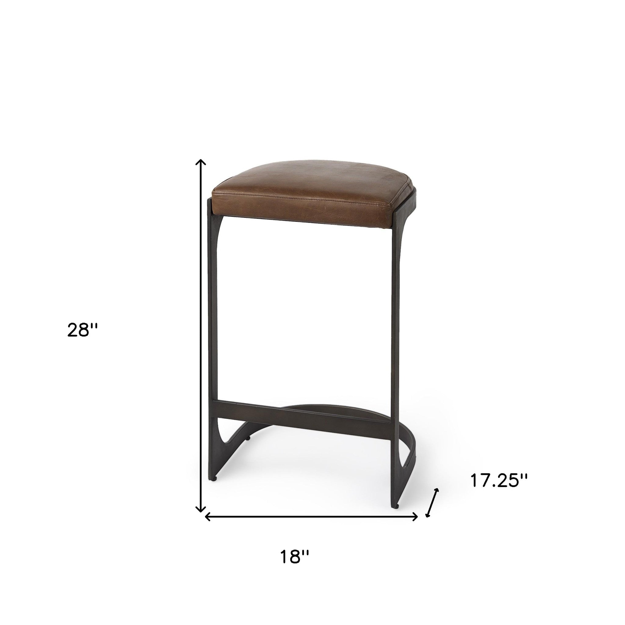 29 Medium Brown Iron Backless Bar Chair