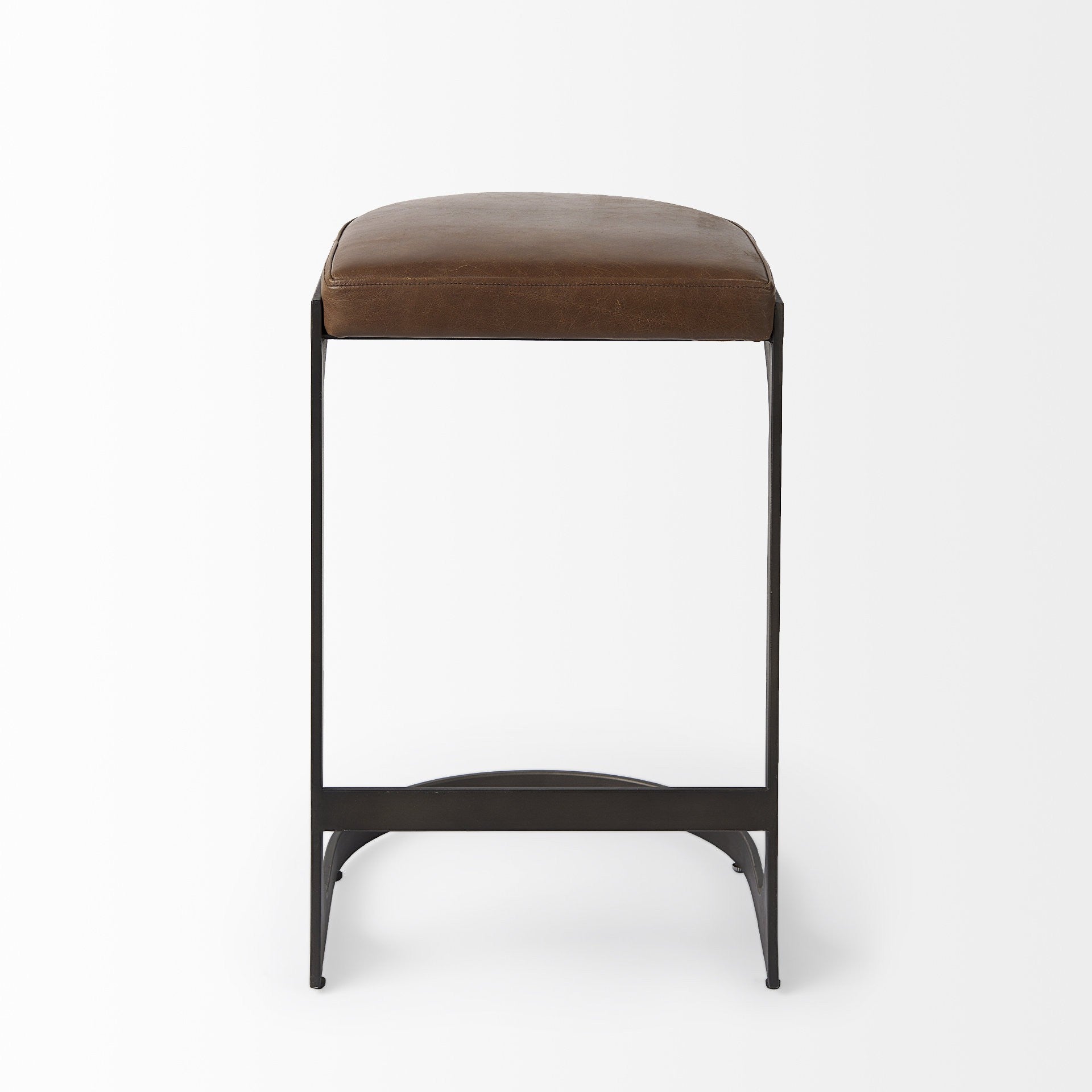 29 Medium Brown Iron Backless Bar Chair