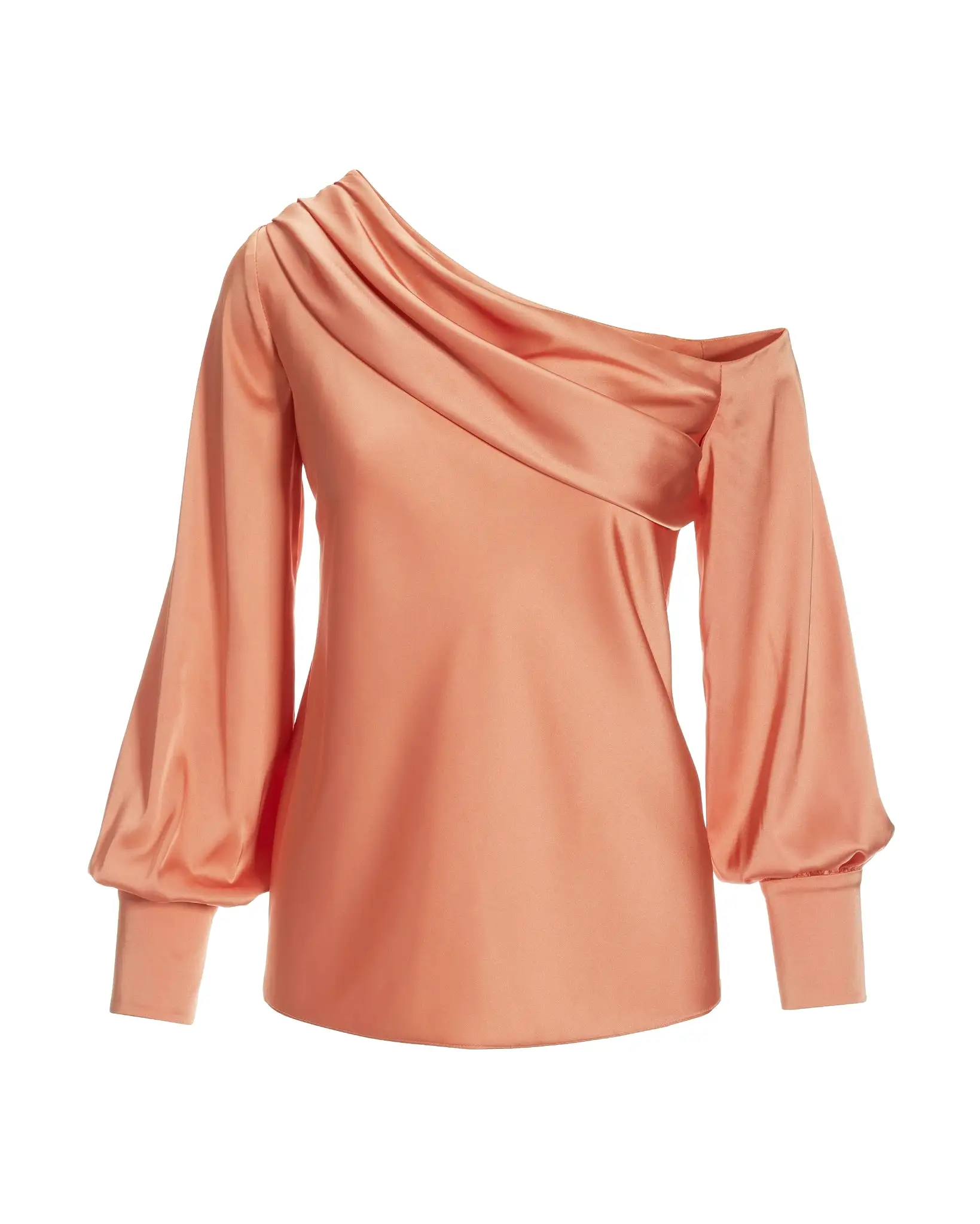 Amelia Shoulder Skimming Charmeuse Blouse Peach