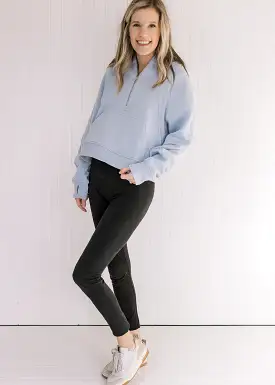 Athleisure Sky Blue Cropped 1/4 Zip