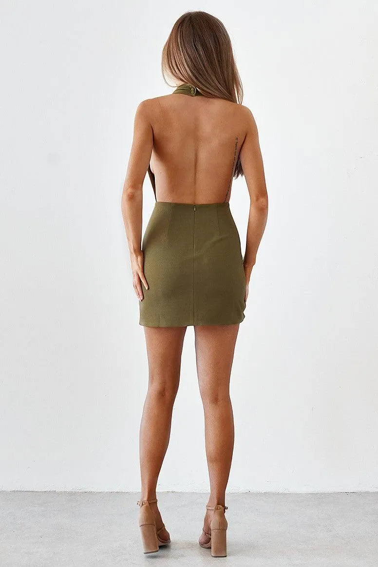 Backless Mini Dress - Burnt Olive