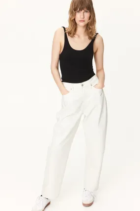 Barrel High Jeans - High waist - Long - Cream - Ladies | H&M GB