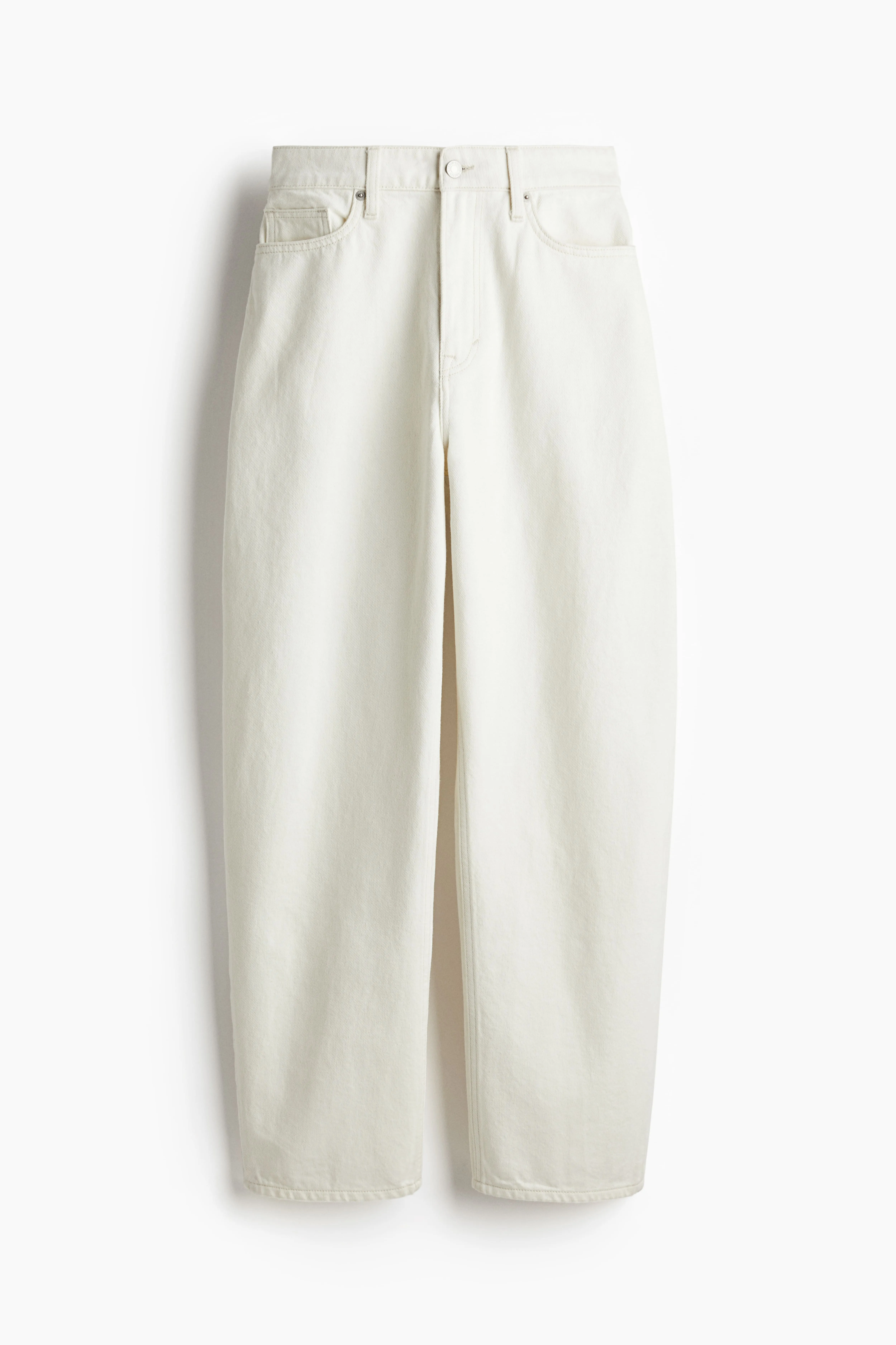 Barrel High Jeans - High waist - Long - Cream - Ladies | H&M GB