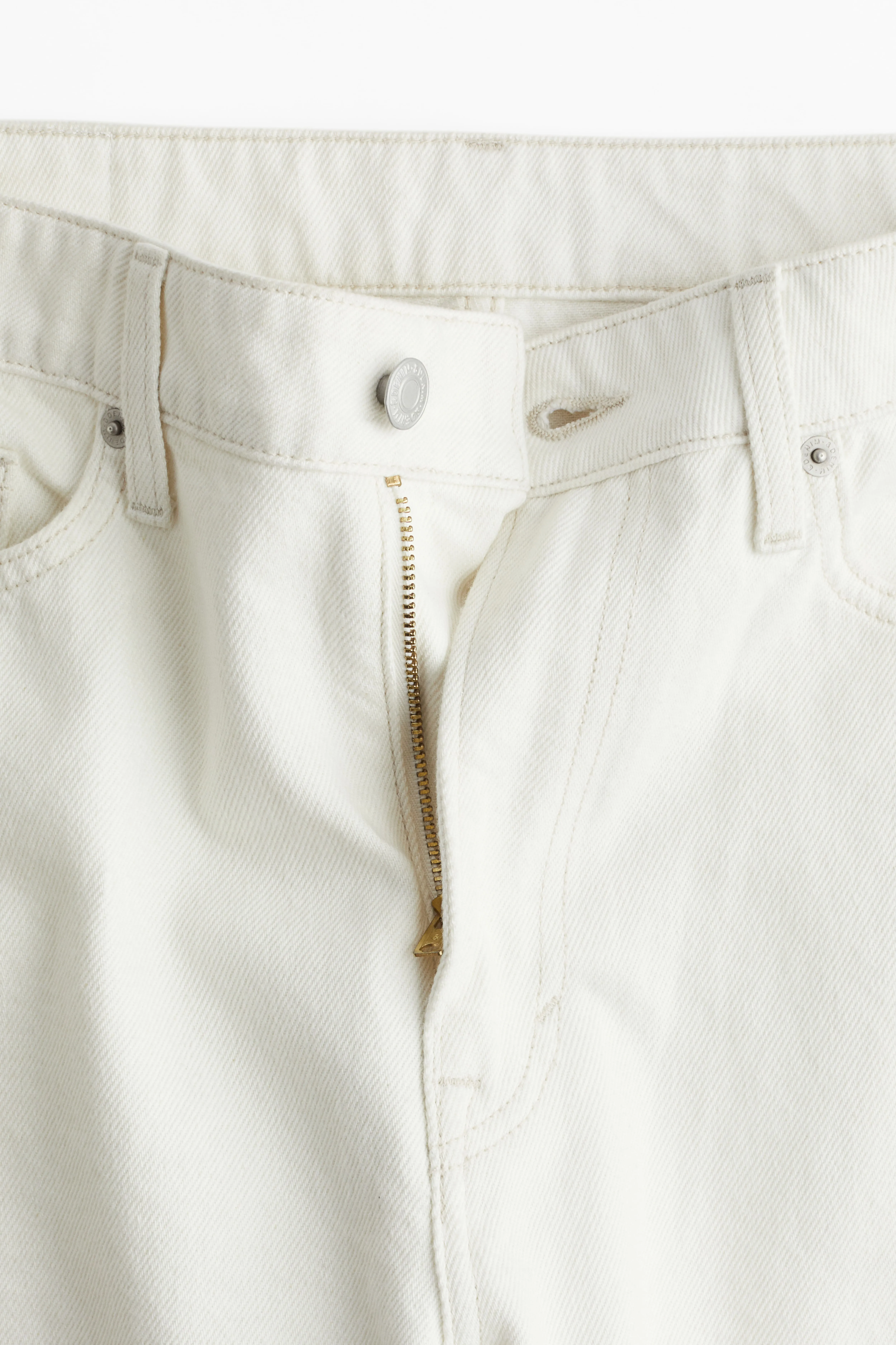 Barrel High Jeans - High waist - Long - Cream - Ladies | H&M GB