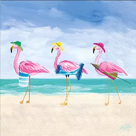 Beach Flamingos Cocktail Napkin