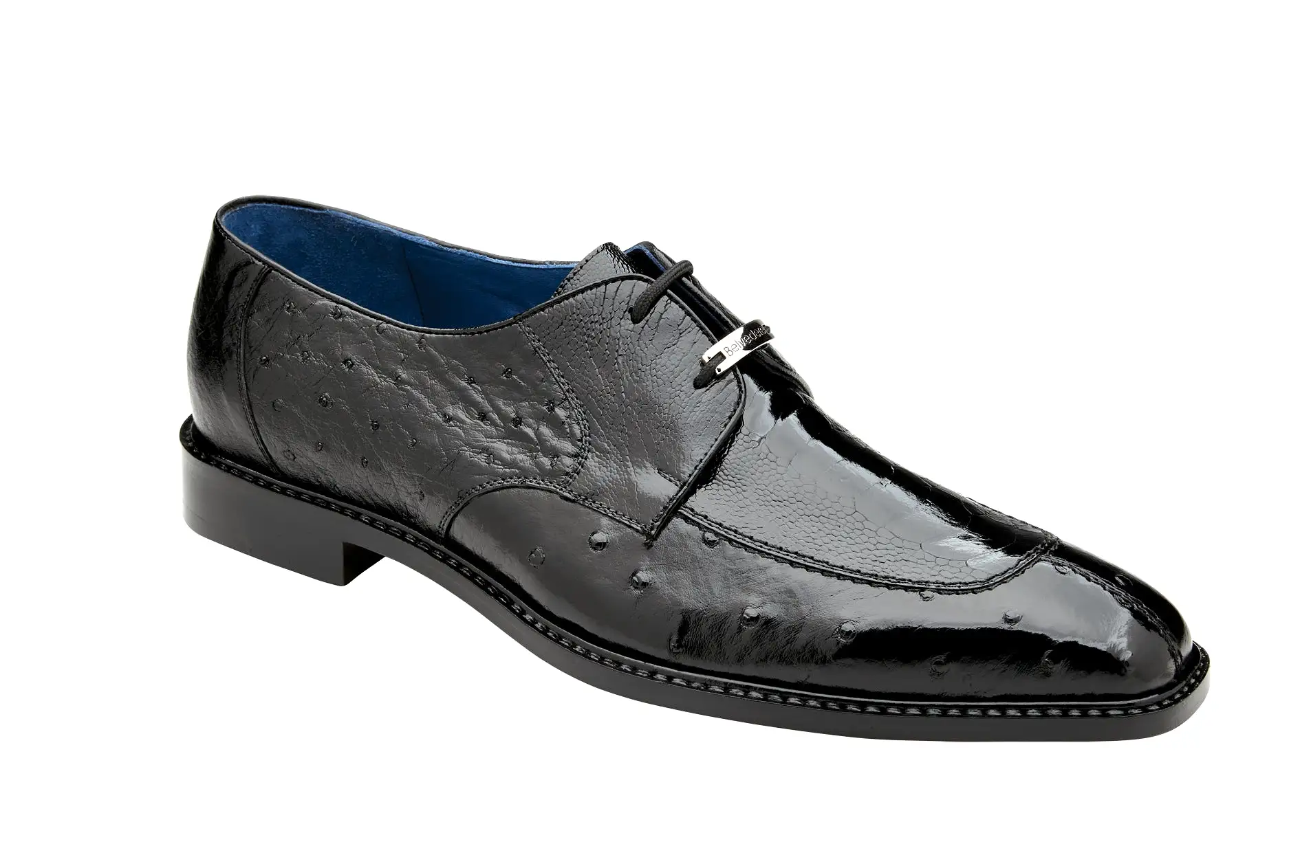 Belvedere - Bolero, Genuine Ostrich Leg and Ostrich Quill Dress Shoe - Black - R43