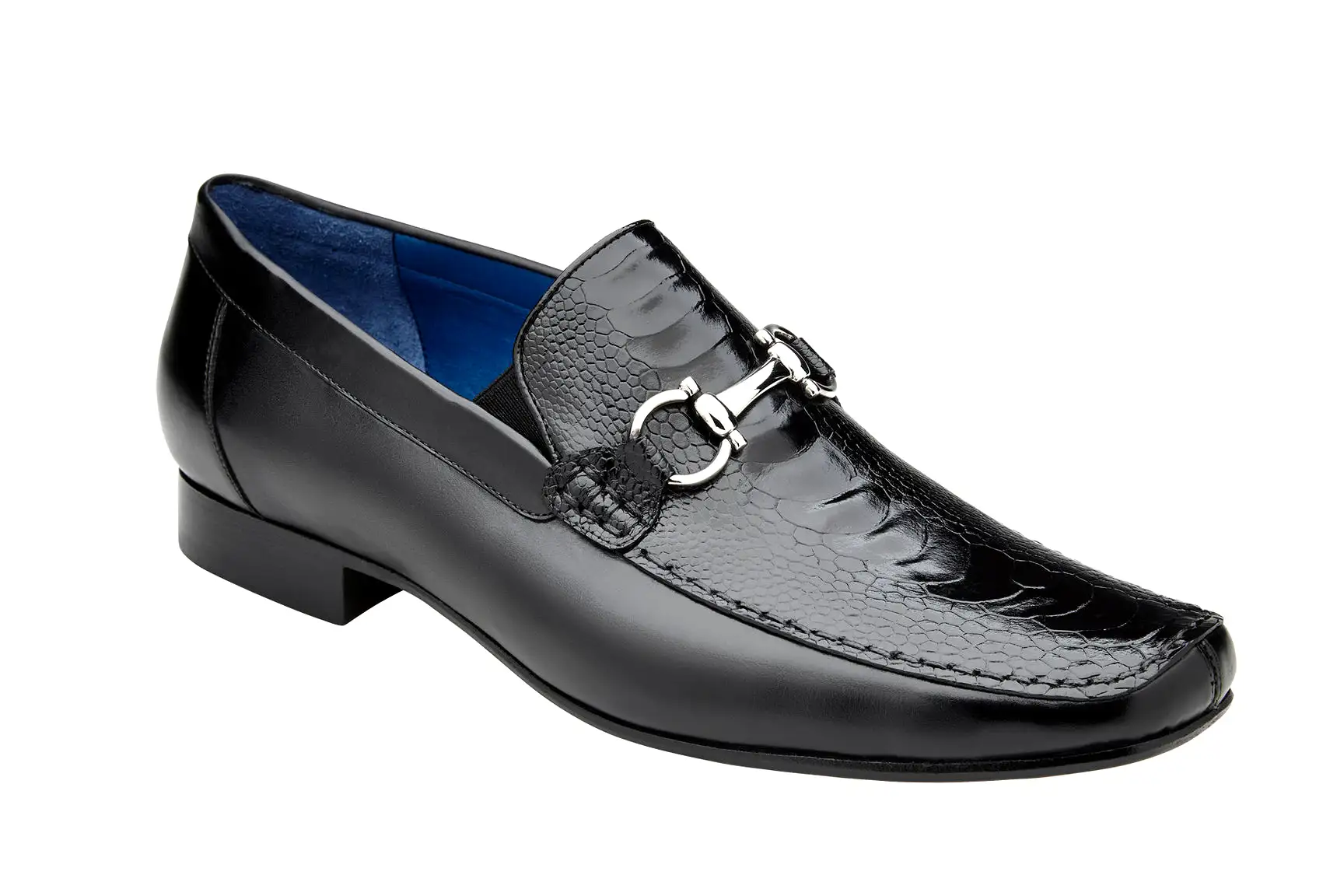 Belvedere - Bruno, Genuine Ostrich Leg and Italian Calf Loafer Dress Shoe - Black - 1026