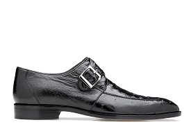 Belvedere - Josh, Genuine Ostrich Single Buckle Dress Shoe - Black - 114011 (SIZE 8.5 and 9.5 ONLY) (FINAL SALE)