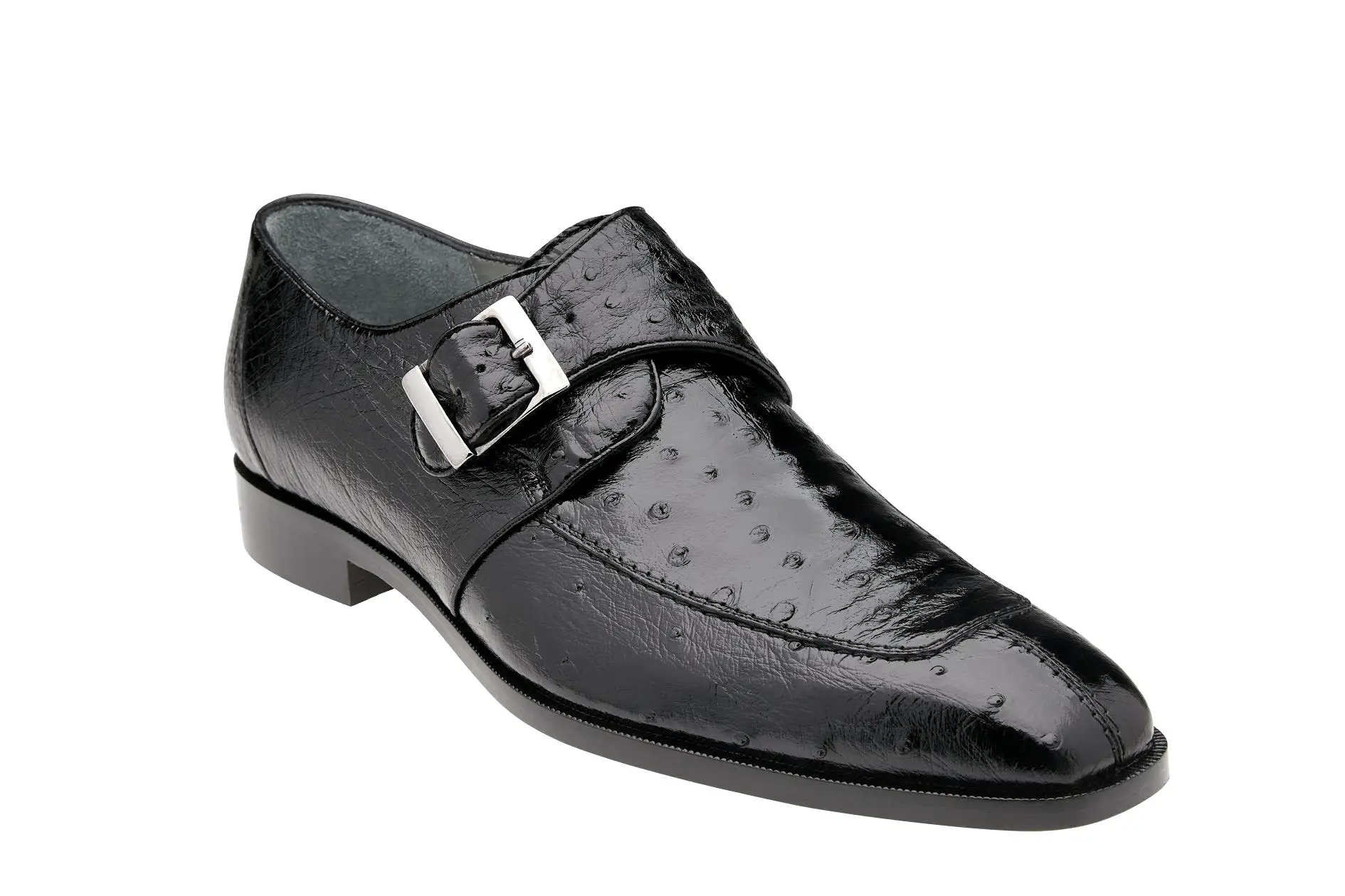 Belvedere - Josh, Genuine Ostrich Single Buckle Dress Shoe - Black - 114011 (SIZE 8.5 and 9.5 ONLY) (FINAL SALE)