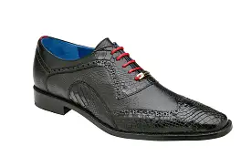 BELVEDERE ROBERTO Genuine American Alligator / Pebble Grain Calf Dress Shoe - Black B16