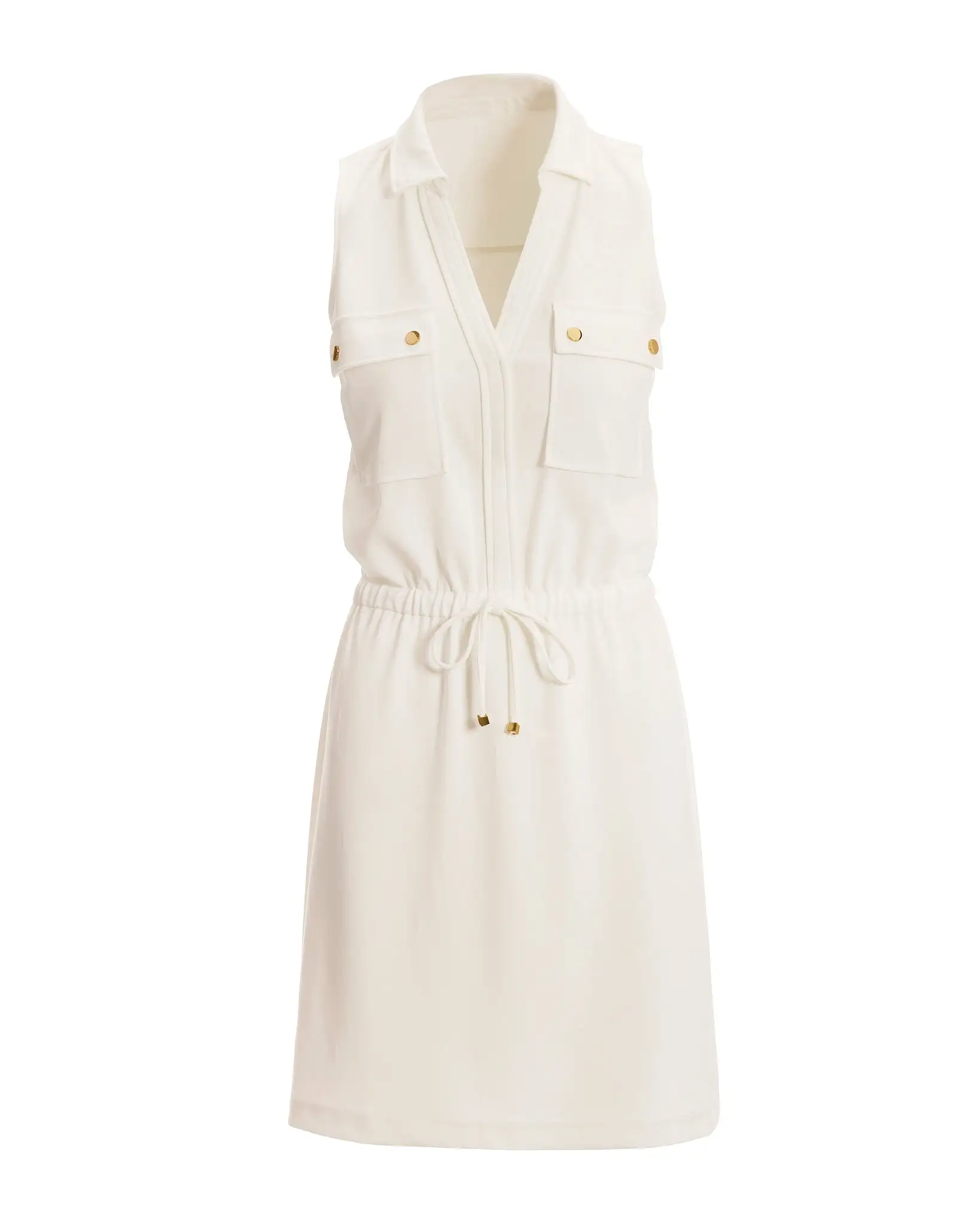 Beyond Travel Chic Drawstring Utility Dress Ivory Coast