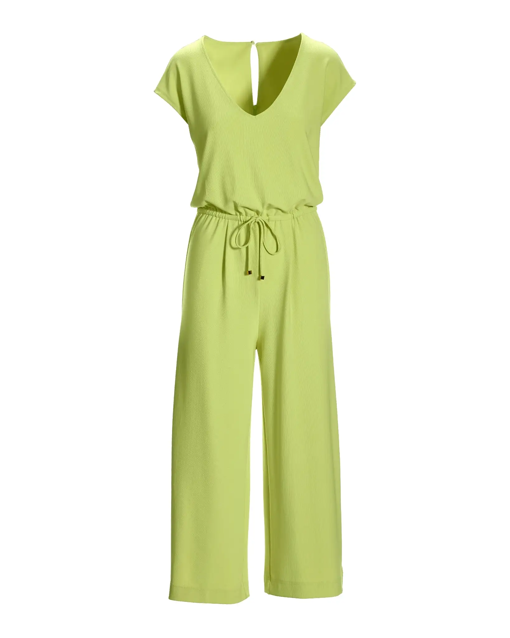 Beyond Travel Crop Drawstring Waist Jumpsuit Daiquiri Green