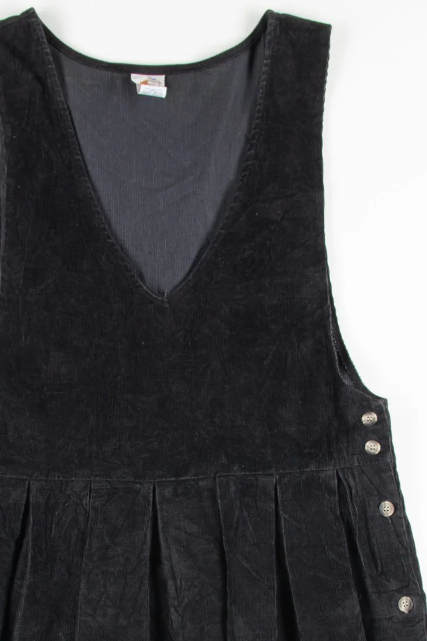 Black Drop Waist Corduroy Dress 1