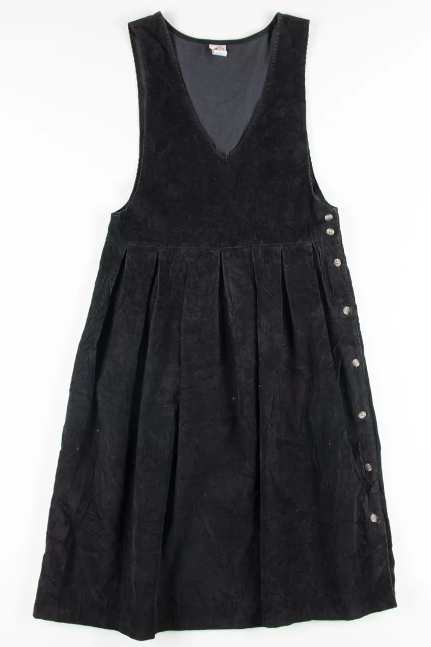 Black Drop Waist Corduroy Dress 1