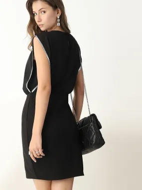 Black Embellished Fitted Dress