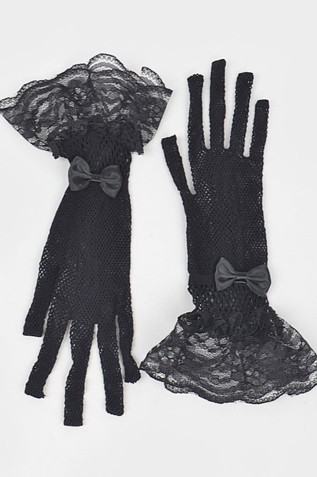 Black Fish Net Lace Gloves