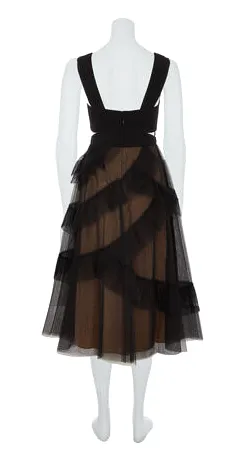 Black Mesh Frill Dress