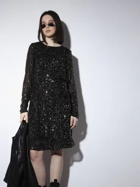 Black Sequin Detail Dress