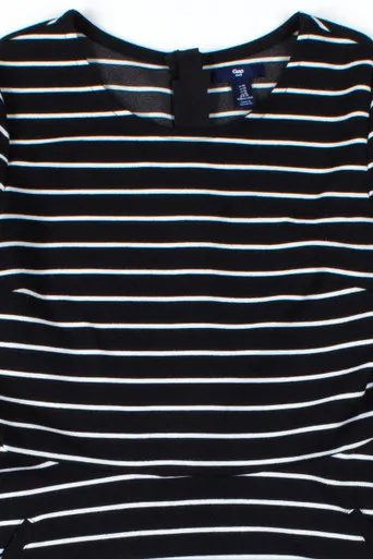 Black Striped Elbow Sleeve Dress