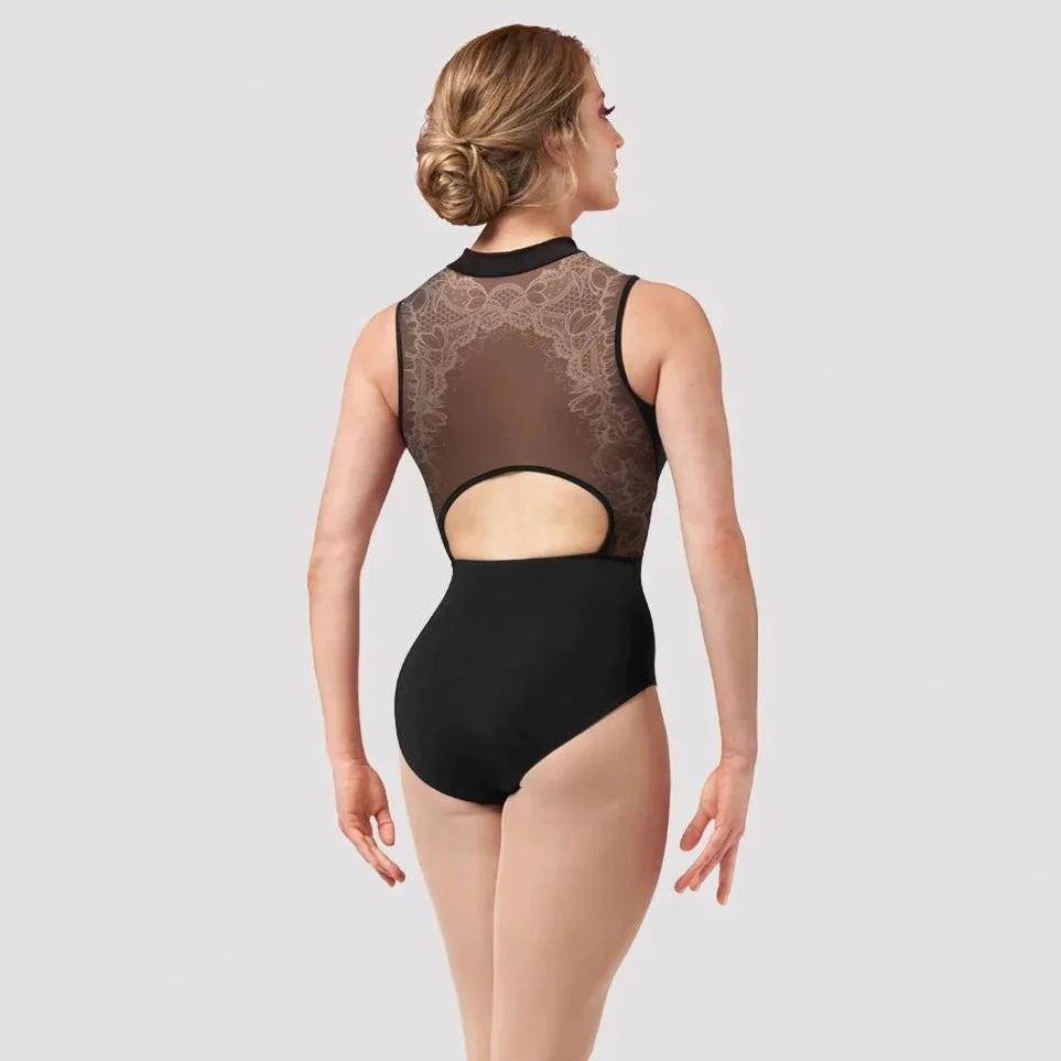 Bloch Ladies Black Lace Zipper Front Mesh Back Leotard