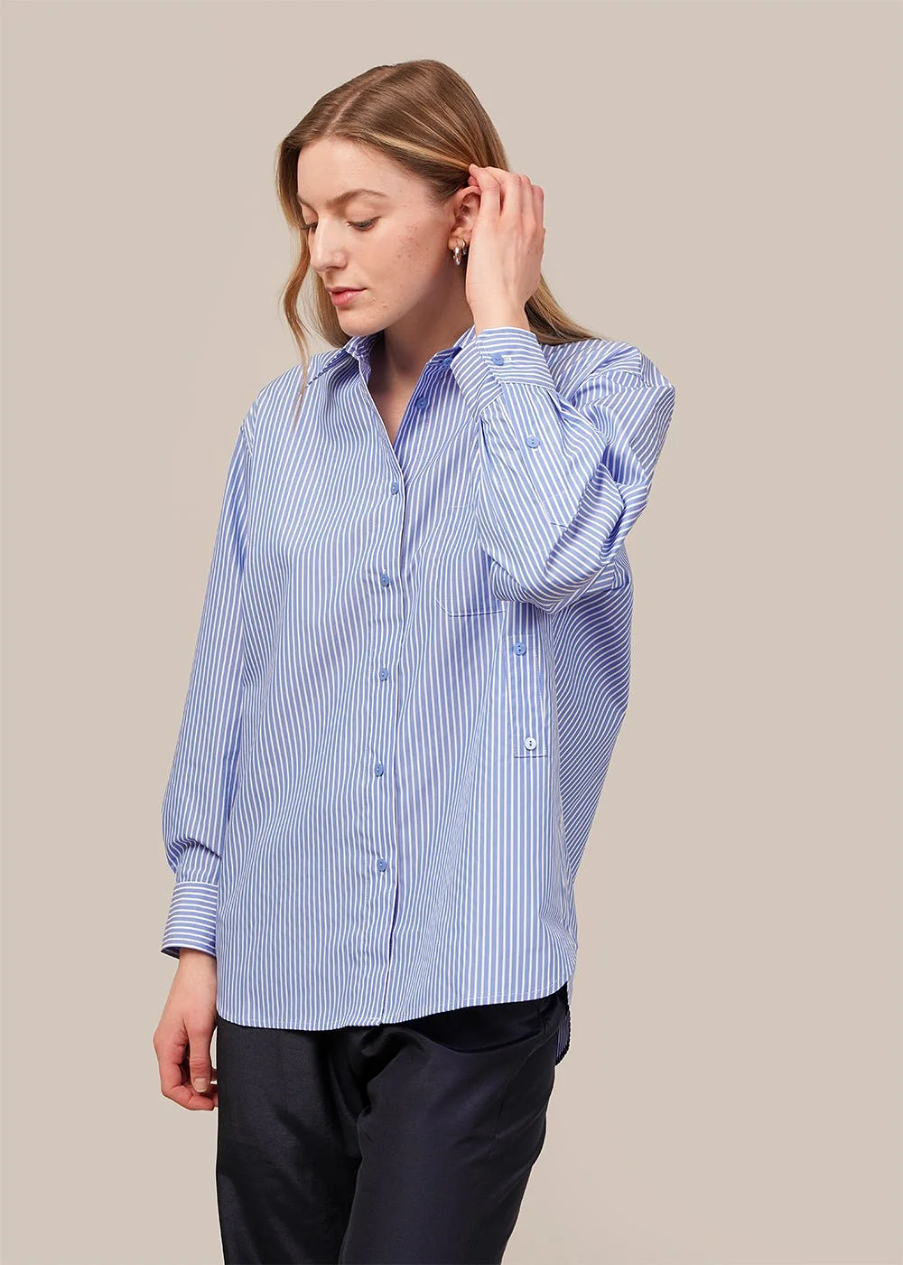 Blue Stripe Oversized Shirt