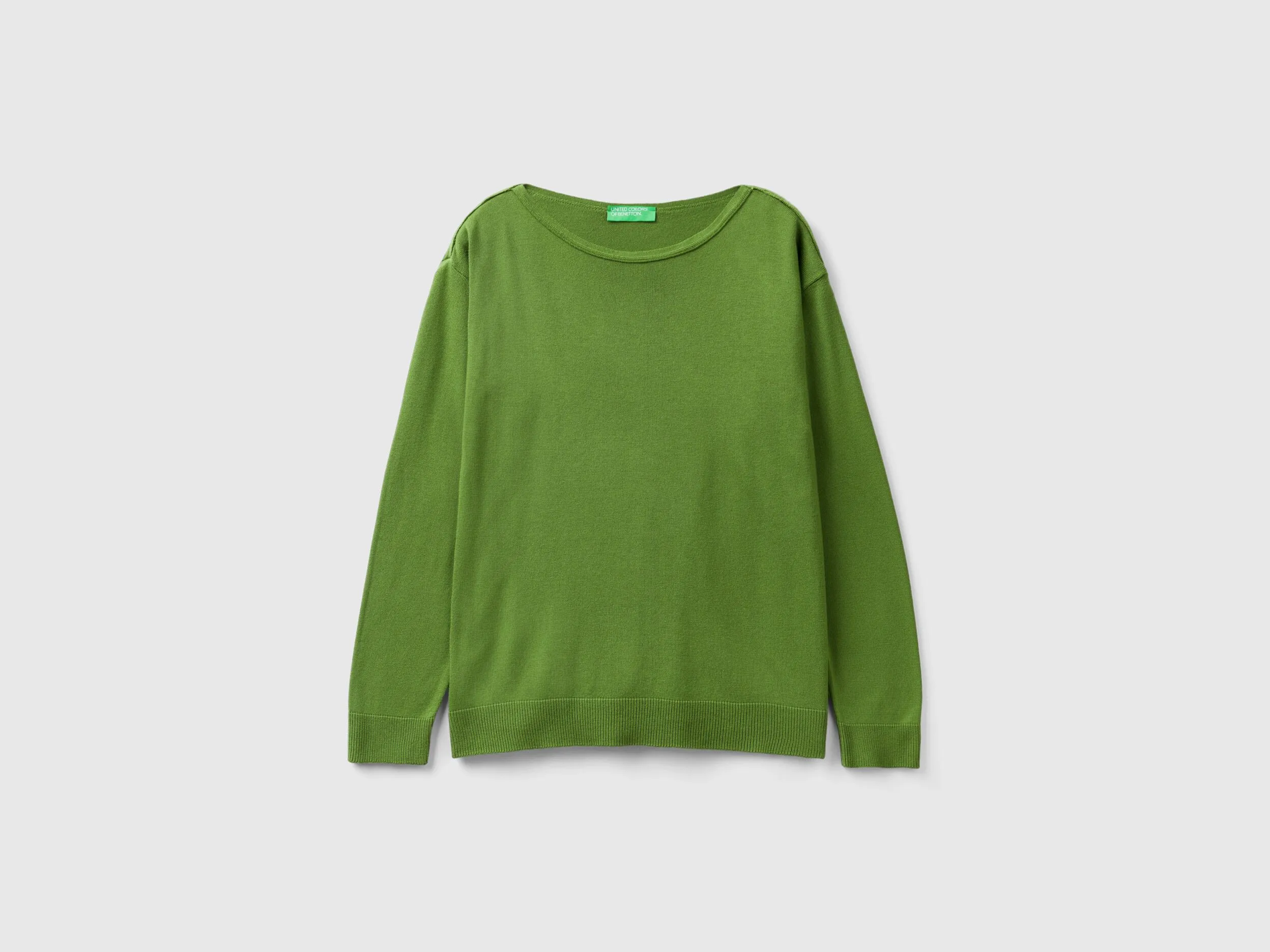 Boat neck sweater - Military Green | Benetton