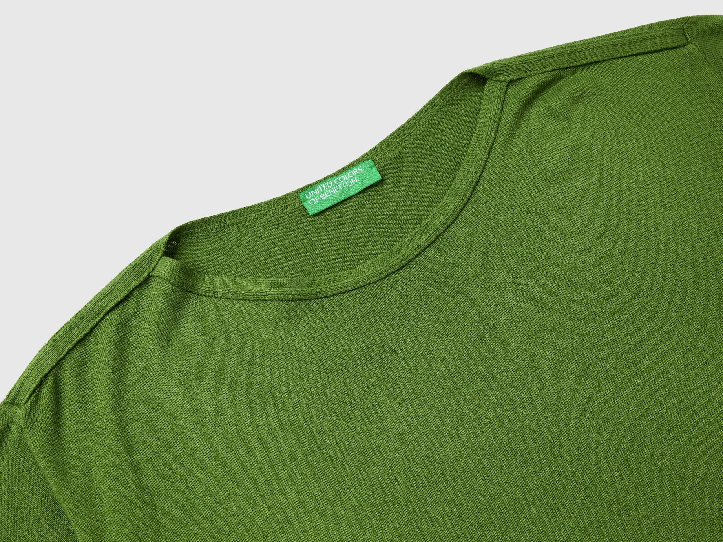 Boat neck sweater - Military Green | Benetton