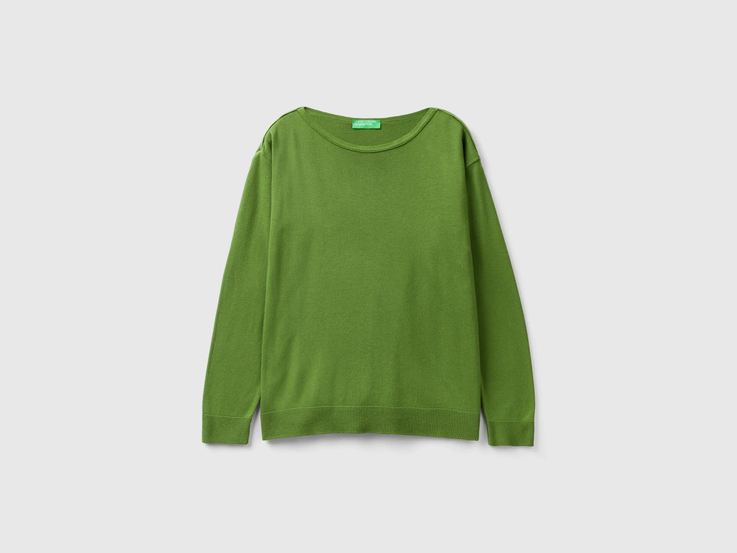 Boat neck sweater - Military Green | Benetton