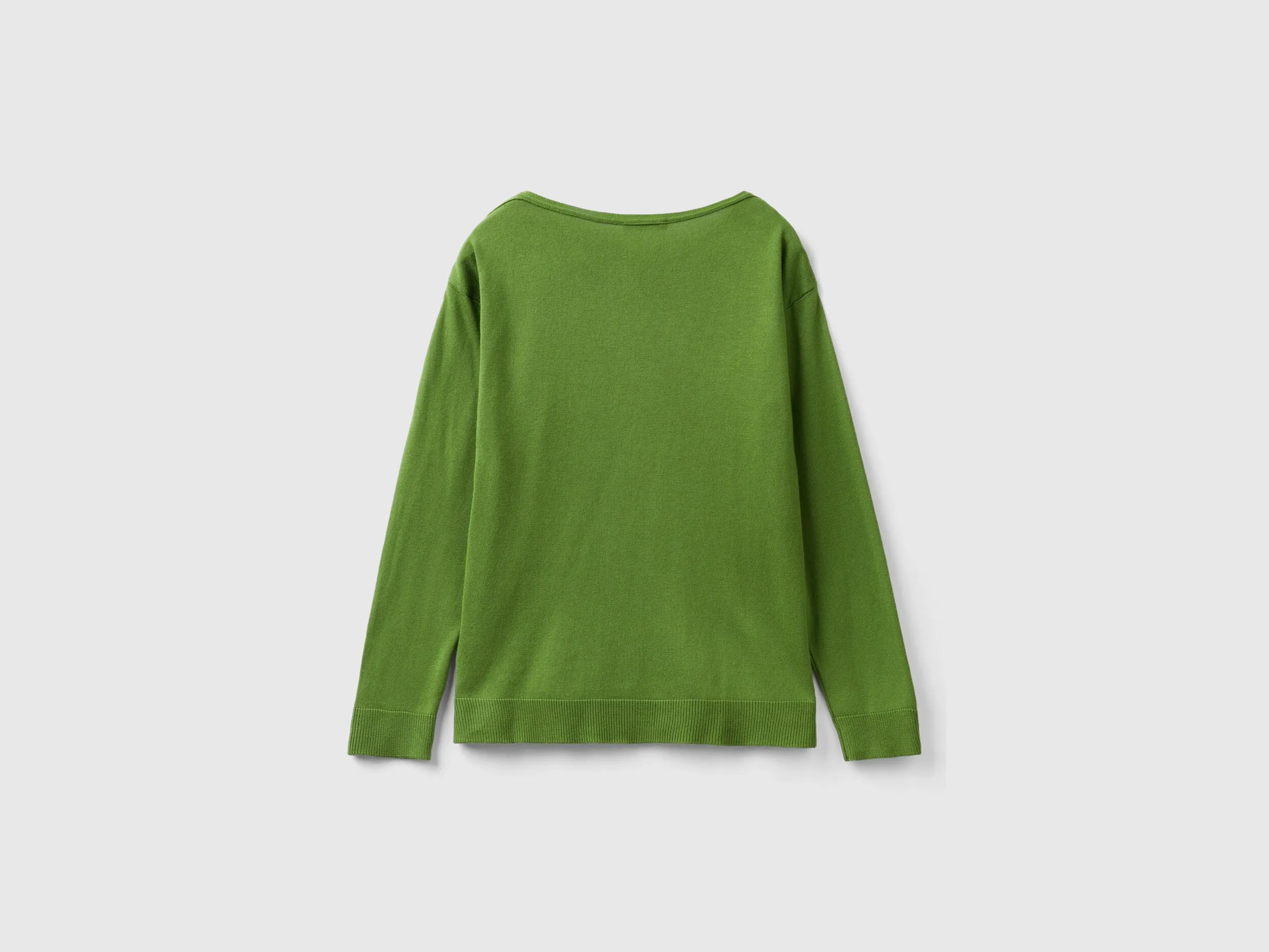 Boat neck sweater - Military Green | Benetton