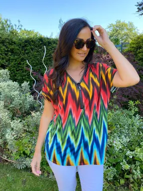 Bright Zig Zag Zip Top Cassie