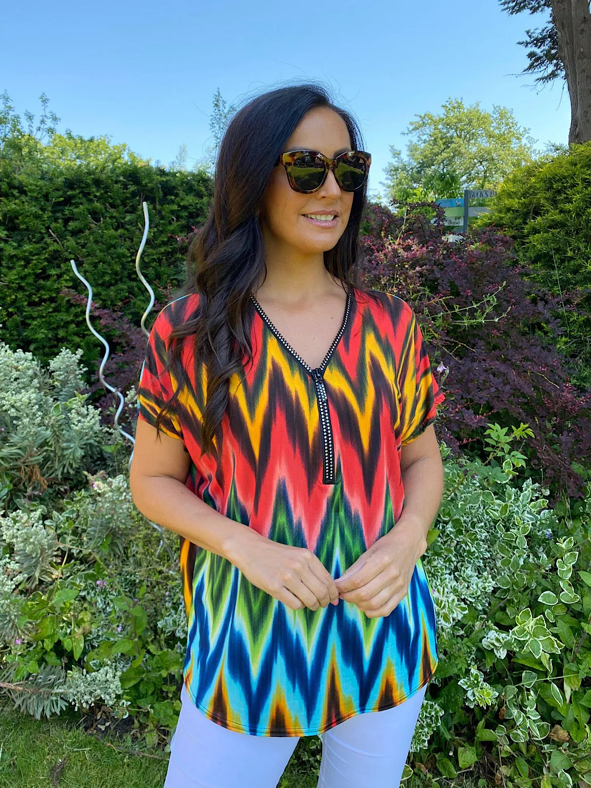 Bright Zig Zag Zip Top Cassie