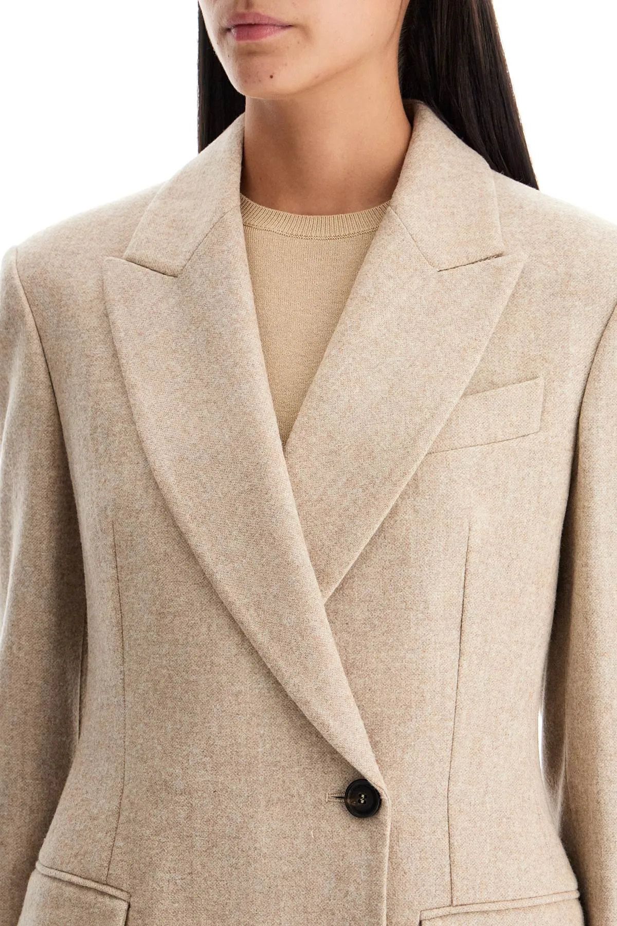 Brunello Cucinelli Double Breasted Wool And Alpaca   Beige