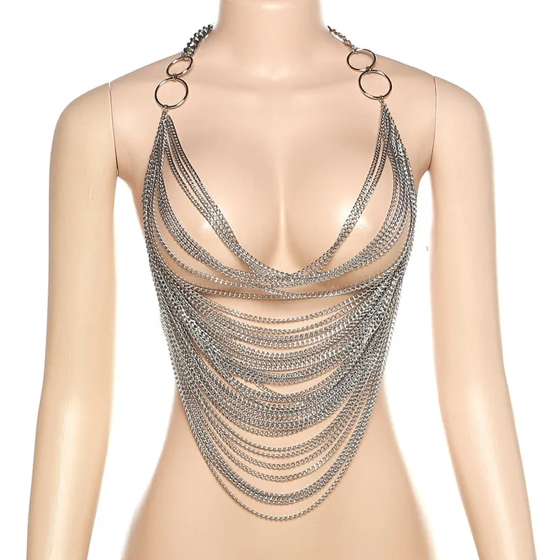 Chain Reaction Halter Backless Tank