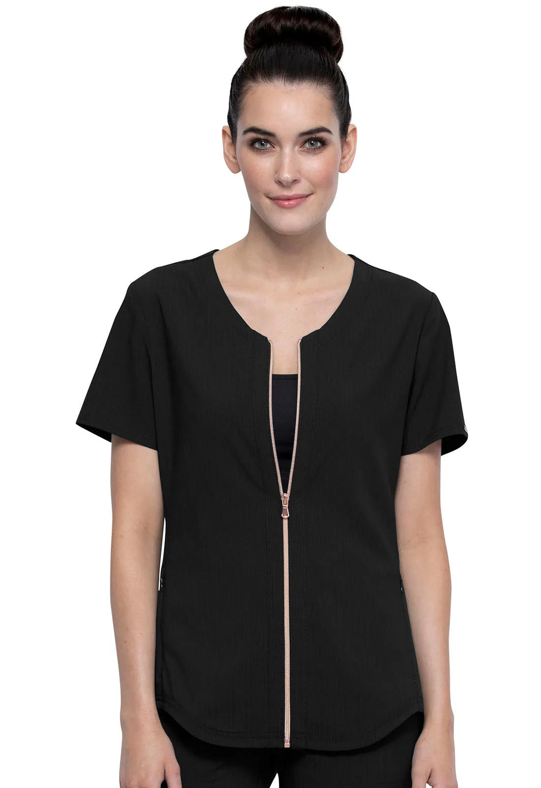 Cherokee Statement Zip Front Top in Black