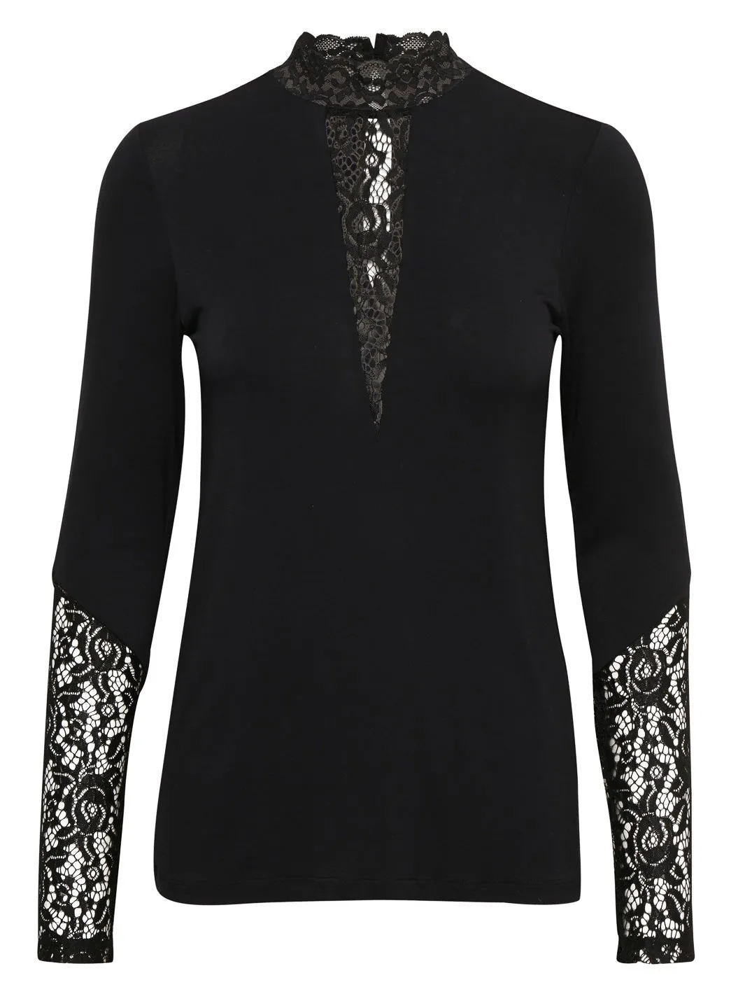 Culture CUpoppy lace bluse I black