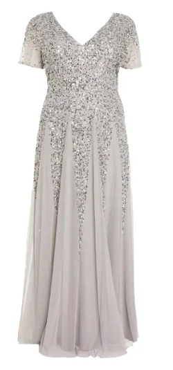 Curve Grey Sequin Maxi Dress