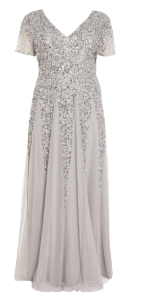 Curve Grey Sequin Maxi Dress