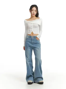 Denim High Waist Wide Leg Jeans CJ409