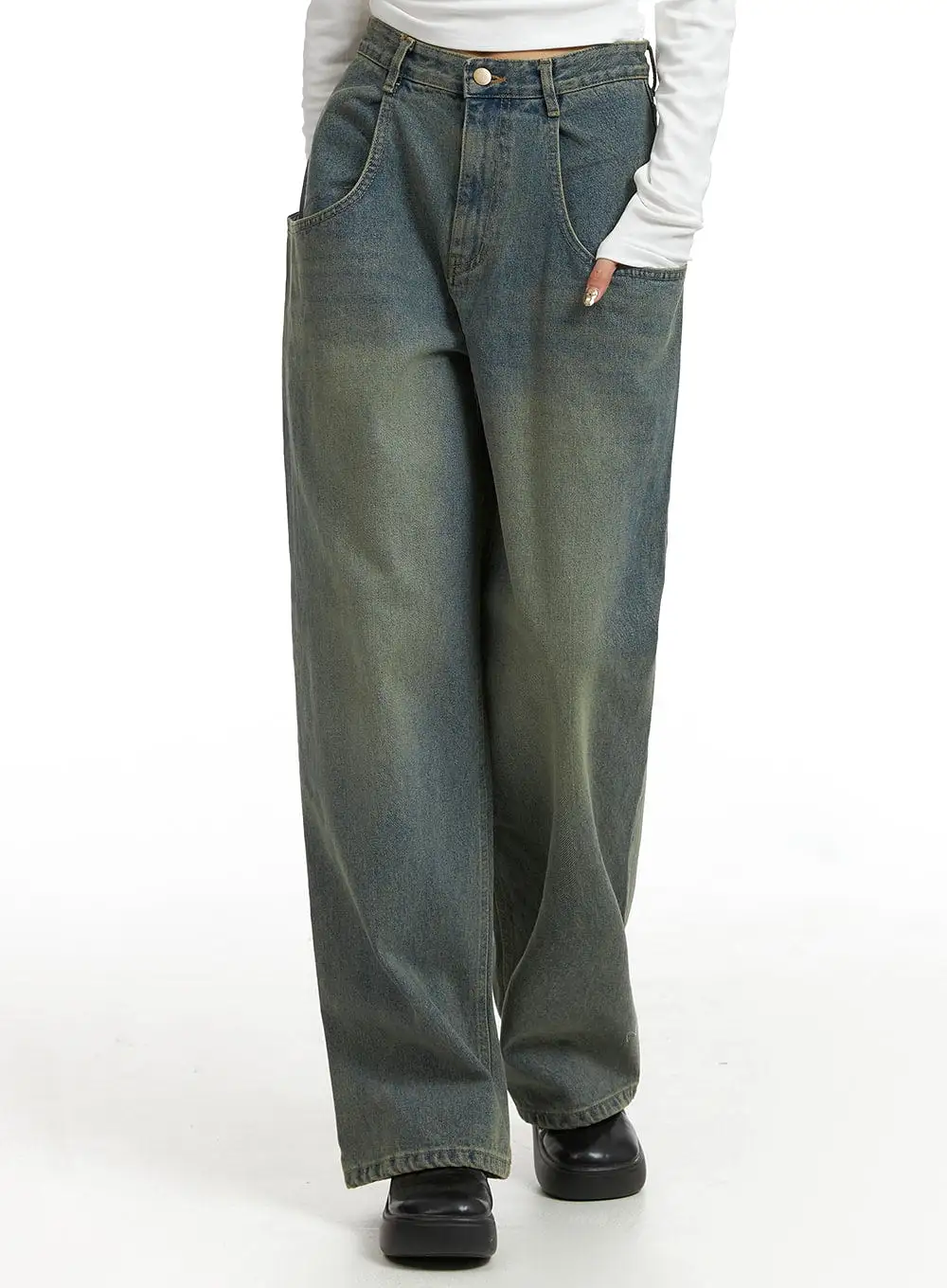 Denim High Waist Wide Leg Jeans CJ411