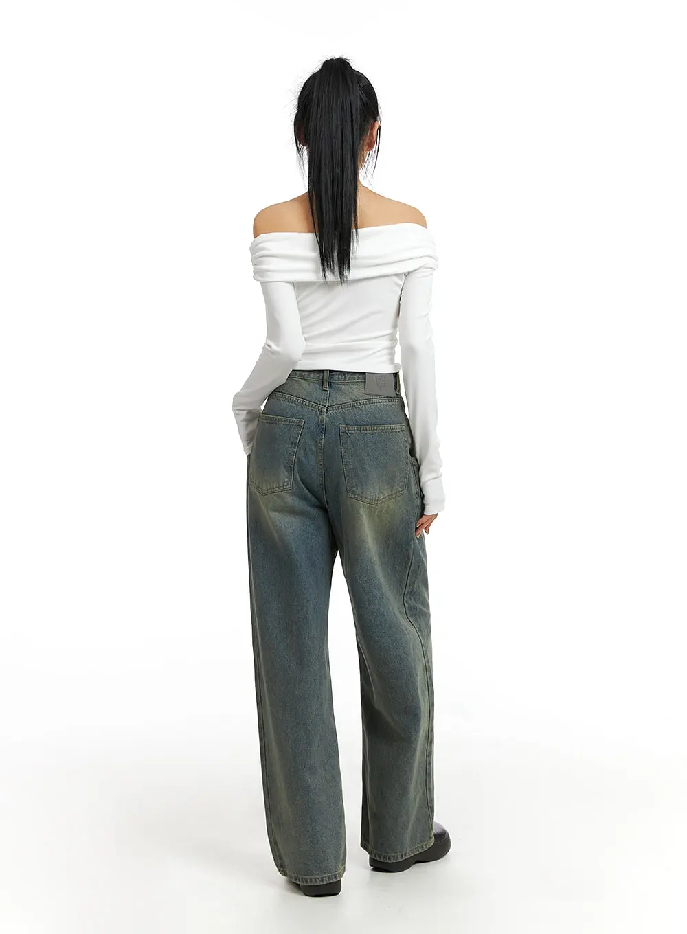 Denim High Waist Wide Leg Jeans CJ411