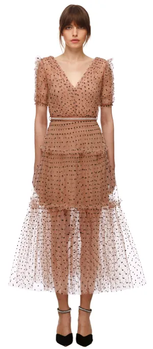 Dot Mesh Midi Dress