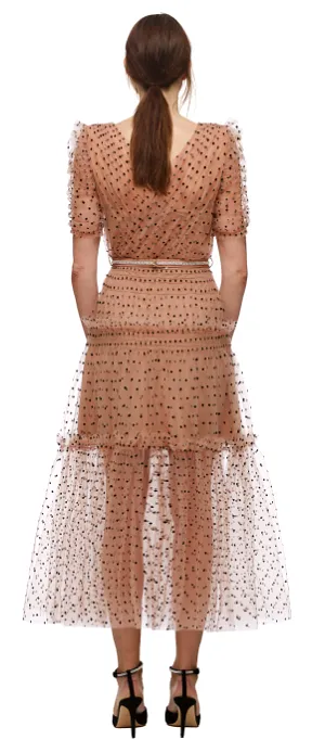 Dot Mesh Midi Dress