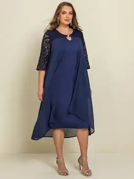 Elegant Butterfly Lace Plus Size Maxi Dress